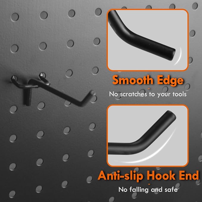 G.CORE Pegboard Hooks Accessories - 30pcs 4inch Metal Peg Board Tool Hangers, Fits 1/8 1/4 Pegs Slots, Pegboard Wall Organizer Shelving Racks, Hanging Display Storage Holders for Garage Craft (Black)
