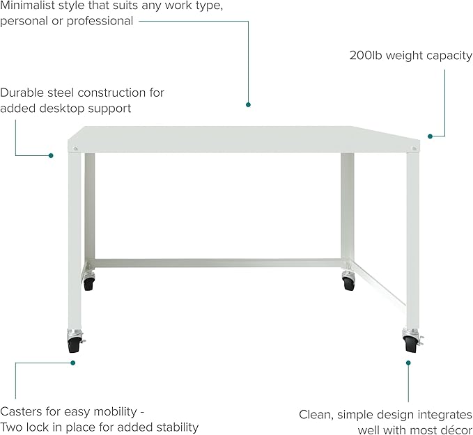 Hirsh Industries Space Solutions Home Office Metal Desk and Storage Set - White