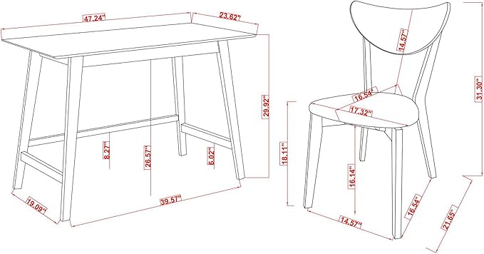 Walnut 2-Piece Writing Desk Set: Modern Home Office Desk & Chair Combo