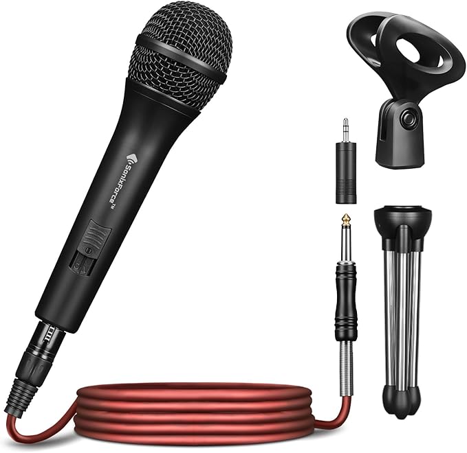 Professional Dynamic Microphone for Singing Karaoke Microphone with 16ft XLR to 1/4'' Audio Cable, Vocal Handheld Mic for Podcast Mixer Amplifier PA System