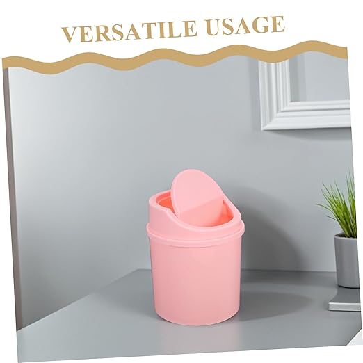 Slim Mini Desktop Trash Can Small Waste Bin Desk Top Garbage Can Swing Lid for Home