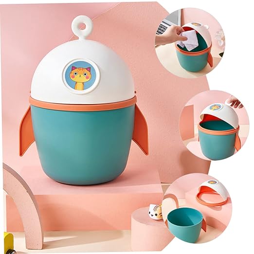 SOLUSTRE Top Trash Can Mini Cartoon Waste Paper Container for Desk Random Color Small Size Lightweight for Home and Office Use