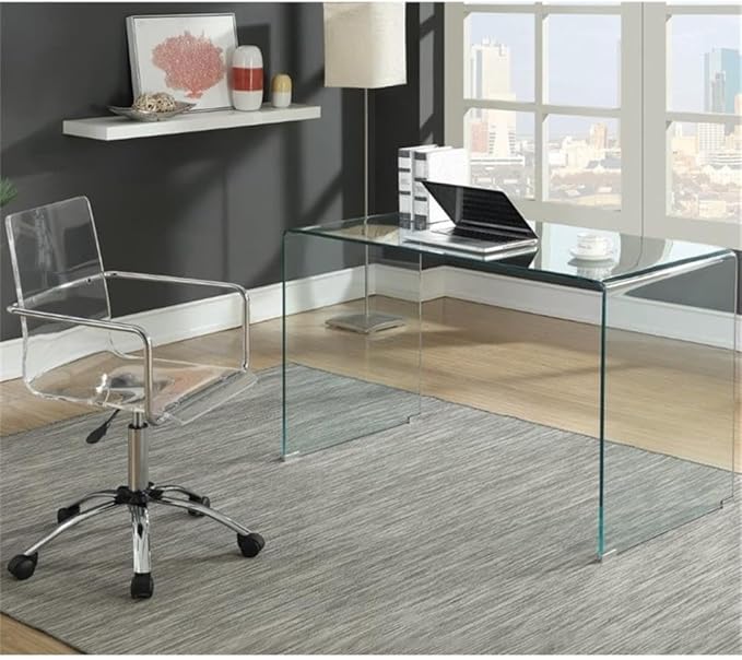Home Square 2 Piece Set with Acrylic Office Swivel Chair and Writing Desk