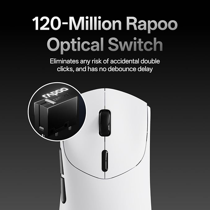 Rapoo VT7 MAX Wireless Gaming Mouse, True 8K Wireless Polling Rate, 53g Lightweight, Up to 750 Hr Battery, Nordic nRF54L15 MCU, 120-Million Optical Switch, 10 Programmable Buttons, Macro Enabled
