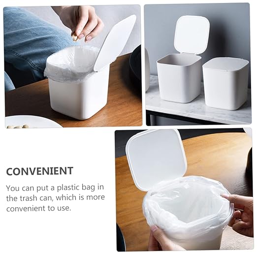 SOLUSTRE 2pcs Mini Trash Can Lids Storage Bin Lids for Desk Slim Garbage Can Covers Waste Containers for Car Desktop Litter Bins