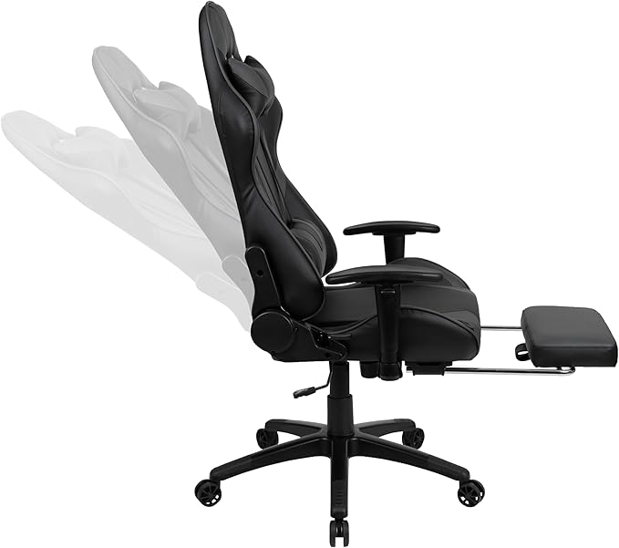 Flash Furniture Optis Gaming Desk and Gray Footrest Reclining Gaming Chair Set - Cup Holder/Headphone Hook/Removable Mouse Pad Top/Wire Management