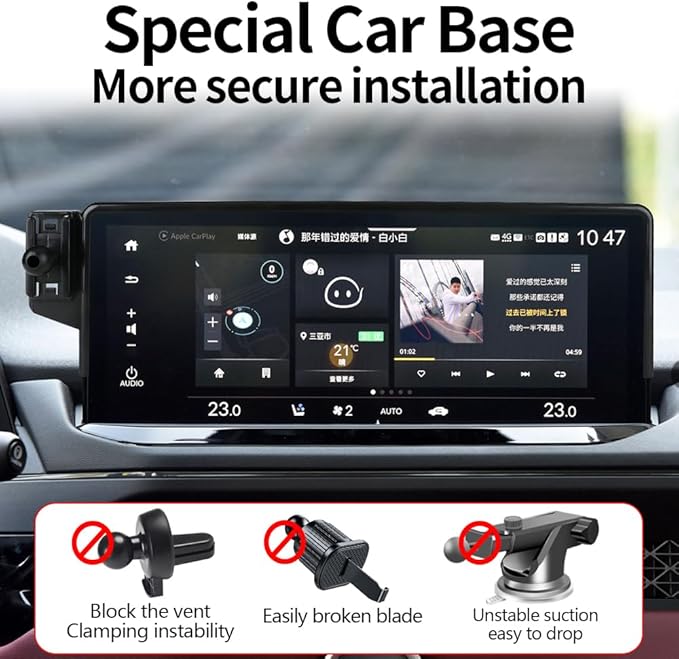 Car Magnetic Phone Mount for 2023 2024 2025 2026 Honda Accord Hybrid Sport/EX-L/Sport-L/Touring [12.3 inch Screen] Auto Accessories Best Cellphone Holder Fast 15W Wireless Charger Cell Phones