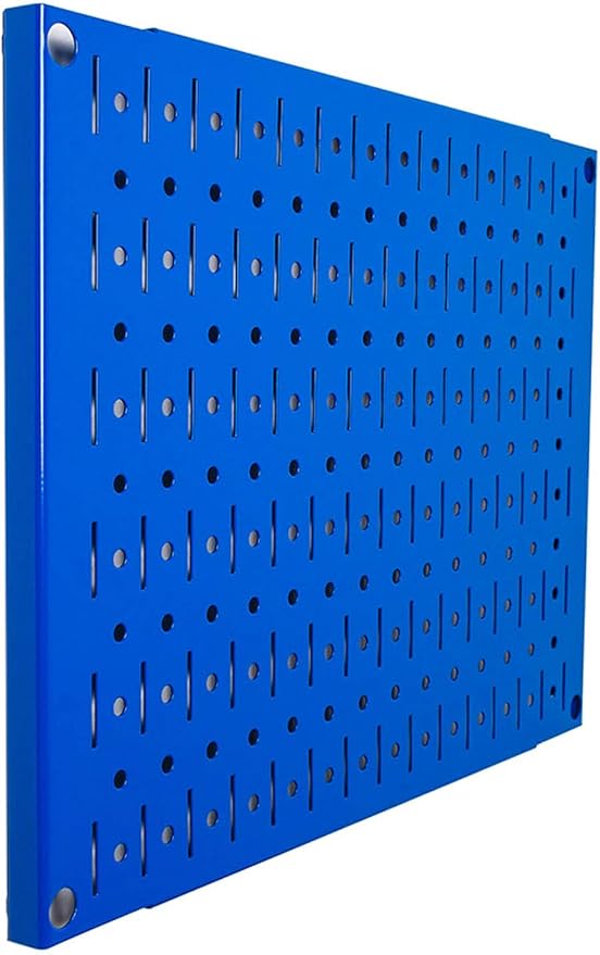 Wall Control Pegboard Wall Organizer Tiles Modular Blue Metal Pegboard Tiling Set - Four 12-Inch Tall x 16-Inch Wide Peg Board Panel Wall Storage Tiles - Easy to Install (Blue)