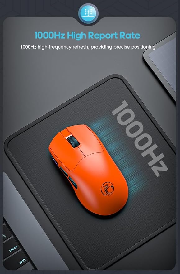 Maine Charging 3-Mode Wireless Gaming Mouse with 12800 DPI. Lightweight Design. Factory Wholesale Sales. (Black, 100PACK)