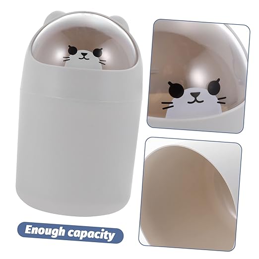 MAGICLULU Desk Trash Can Slim Plastic Garbage Can Lid Bedroom Desktop Mini Trash Bin for Office