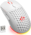 Honeycomb M32 Wireless Gaming Mouse - 2.4GHz RGB Rechargeable Ergo Mouse with Silent Clicks & 3200 DPI for PC/Mac -White
