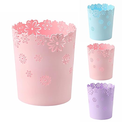 Mini Wastebasket 1 Gallons Small Pink Trash can Office Plastic Garbage Can for Bathroom Vanity, Desktop, Office or Kids Rooms (Pink, Mini)