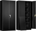 INTERGREAT Metal Storage Cabinet, 72” H Storage Cabinet with Doors and Adjustable Shelves for Office, Home, Garage, Pantry (Assembly Required, Black)