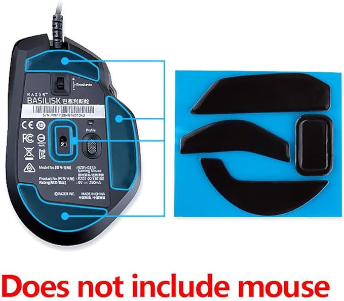 Rounded Edges Curved Mouse Skates & Mouse Feet & Mice Feet & mouseskates for Razer Basilisk Wired Gaming Mouse