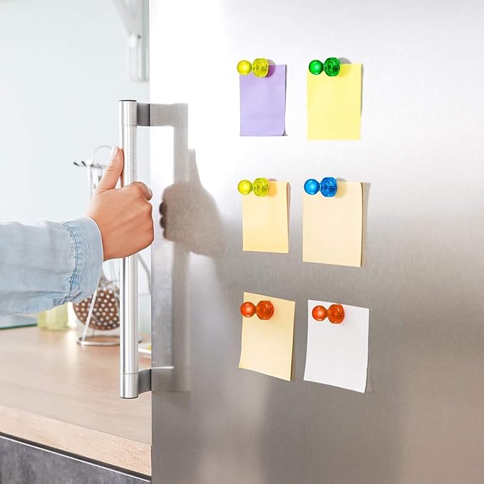 HongyiTime 90 PCS Colorful Strong Magnetic Push Pin Magnets, Office / Classroom Magnets,8 Assorted Color, Perfect to use as Kitchen Home and School, Map Magnets,Whiteboard Magnets