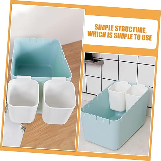 SOLUSTRE Slim Desk Waste Bin Trash Can for Desk Material Dry Wet Separation Bin Desktop Garbage Can