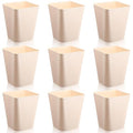 Hoolerry 9 Pieces Garbage Can 2 Gallon Small Trash Cans Bulk Bathroom Trash Bin Plastic Wastebasket Square for Bedroom Slim Bathroom Trashcan Small Container for Kitchen Office Home (Khaki)