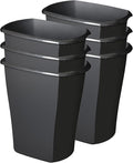 Sterilite 5.5 Gallon Rectangular Wastebasket, Open-top, Medium Sized Trash Can for the Bathroom, Bedroom, or Office, Black, 6-Pack