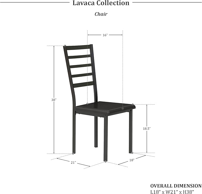 Lexicon Lavaca Metal Writing Desk and Chair Set, Black
