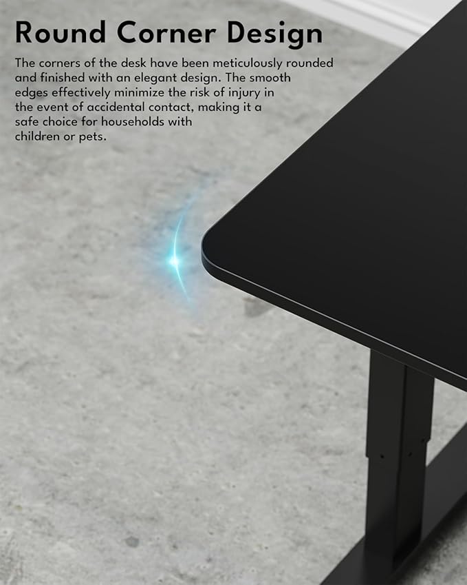 Standing Desk, Height Adjustable Electric Stand up Desk, 40 x 24 Inches Sit Stand Home Office Desk with Splice Board, Black Frame/Black Top