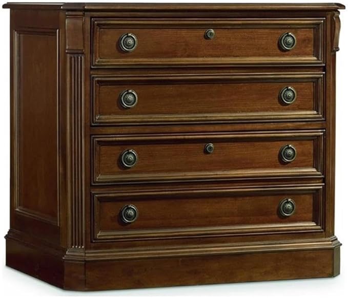 BOWERY HILL 2-Piece Office Set of Executive Desk & Filing Cabinet in Cherry