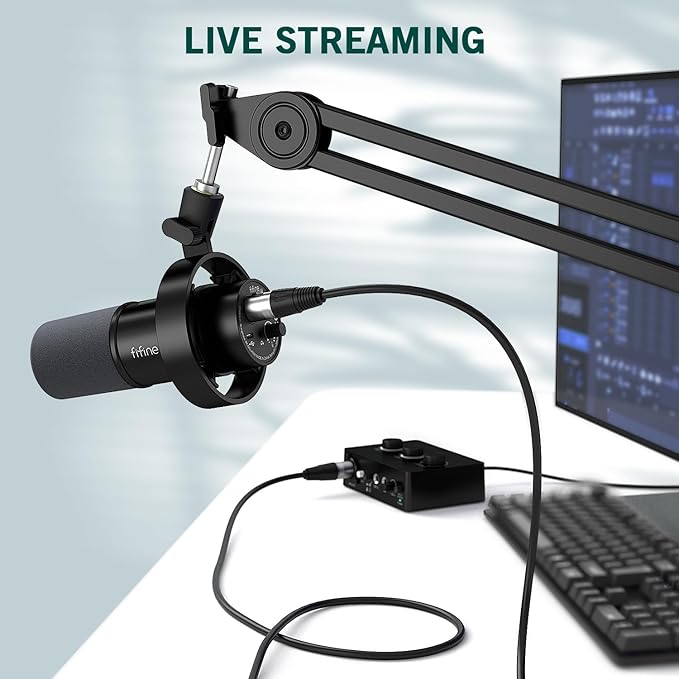 FIFINE Dynamic Microphone with XLR Cable Bundle, XLR/USB Recording Studio PC Mic for Vocal, Voice-Over, Microphone Audio Cable Set Compatible with Mixer, Audio Interface for Streaming (K688+L9)