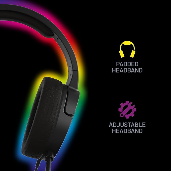 4Gamers Panther Wave - Over Ear Gaming Headset Compatible with PS4/PS5, Xbox, Switch, PC with Flexible Mic, 3.5mm Jack, 1.5m Cable, Lightweight, Comfortable and Durable