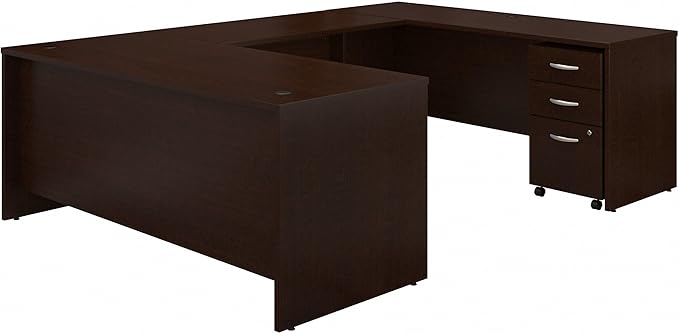 Bush Business Furniture Series C U Shaped Desk with Mobile File Cabinet, 72W x 30D, Mocha Cherry