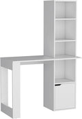 Iowa Computer Desk with Spacious Work Surface, Integrated Four-Tier Bookcase, Single-Door Storage Cabinet and Modern Space-Saving Design for Organized Home Office, Study Area or Creative Workspace