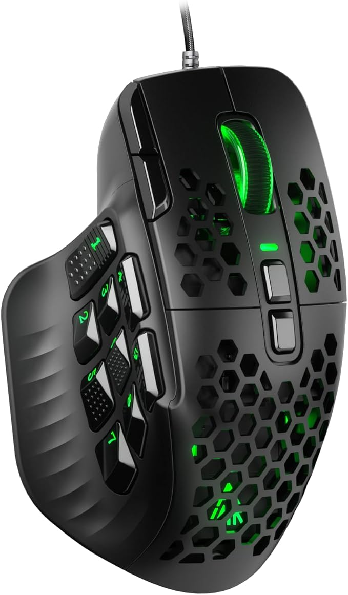 SOLAKAKA SM809 Gaming Mouse for MMO,24000 DPI,16 Programmable,RGB PC Gaming Mice,Black