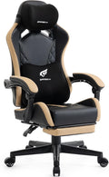 Ergonomic Gaming Chair for Adults with Footrest - PU Leather Computer Gamer Chair with Memory Foam Headrest & Lumbar Pillow, Reclining Silla Gamer Video Game Chair for Home Office, Black & Yellow