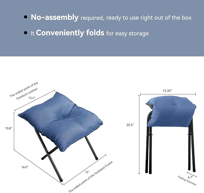 Foldable Foot Rest Stool for Under Desk or Sofa - Office Footrest Ottoman, Portable Leg Rest for Home & Office (Blue)