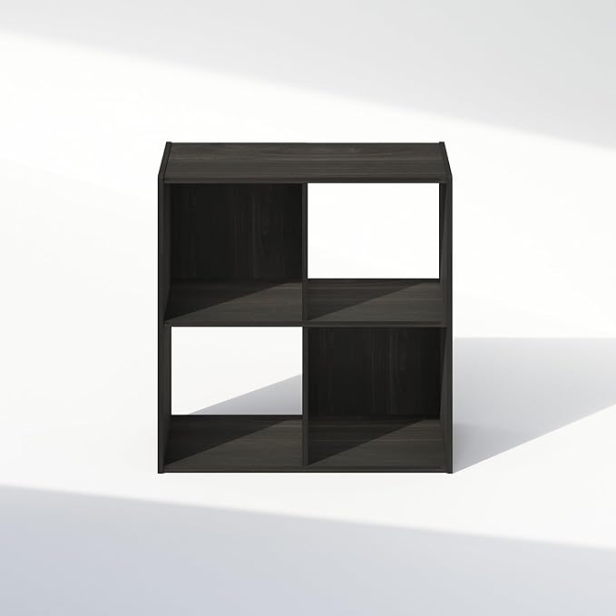 Furinno PELLI Book Shelf, 4-Cube Bookshelf, Cube Storage Organizer Bookcase, 11.7 x 23.7 x 23.8, for Living Room, Bedroom, Home Office, Espresso