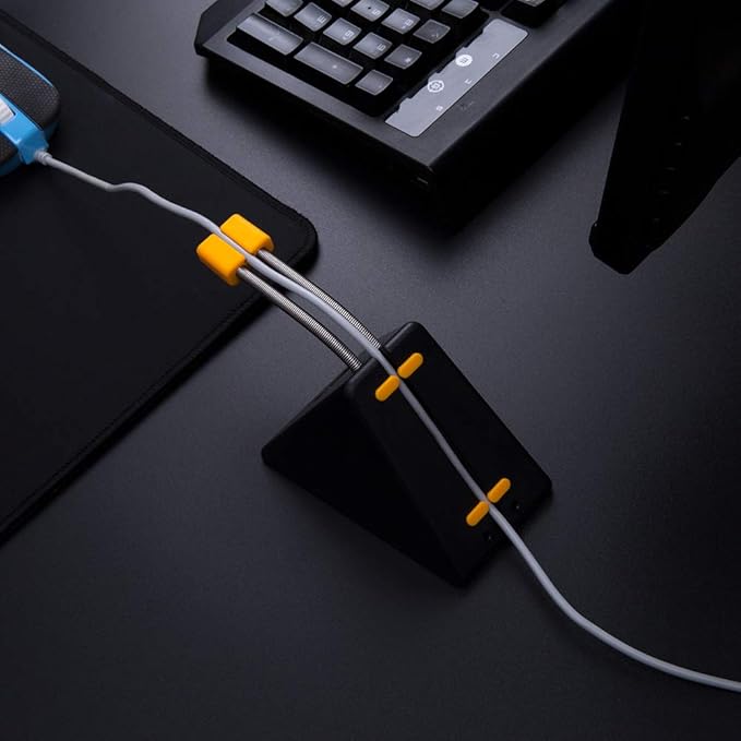 HOTLINEGAMES [NEW] Mouse Bungee, Mouse Cord Clip Cord Management System Fixer Holder for Esports FPS Game (Black-Orange)