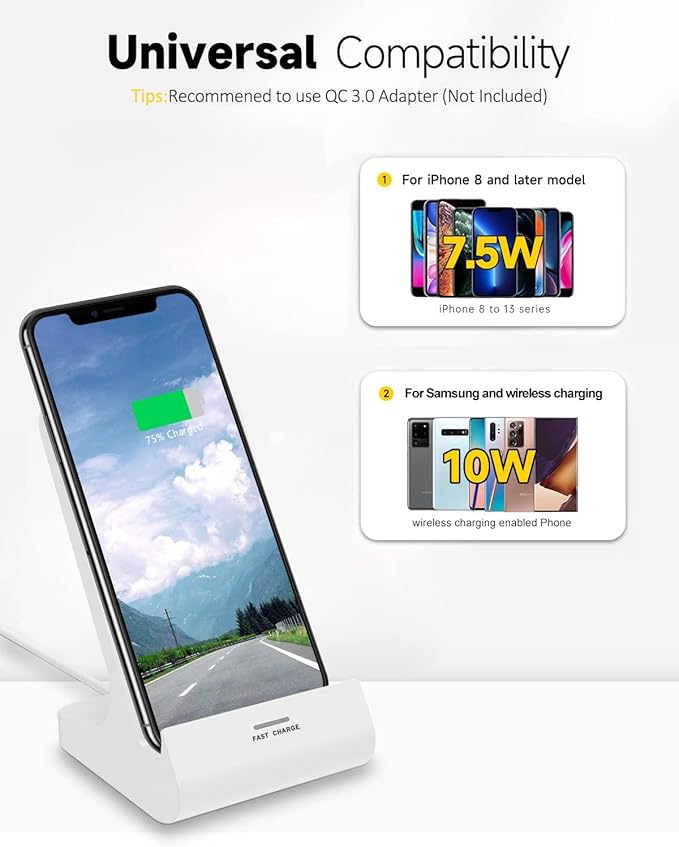Z1 Wireless Charger Wireless Phone Charger Stand 10W Max Compatible with Apple iPhone 12/12 Pro Max/ 11Pro/11Pro Max/XR/XS Max/XS/X/8/8Plus, Samsung Galaxy