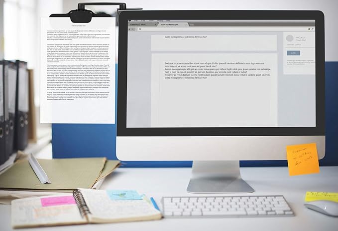 Mount-It! Monitor Document Holder Clip - Paper and Copy Holder Attachment for Typing with 3M Adhesive Sticker, Swivel 360 Degrees, Left and Right Side Mounting (MI-9005)