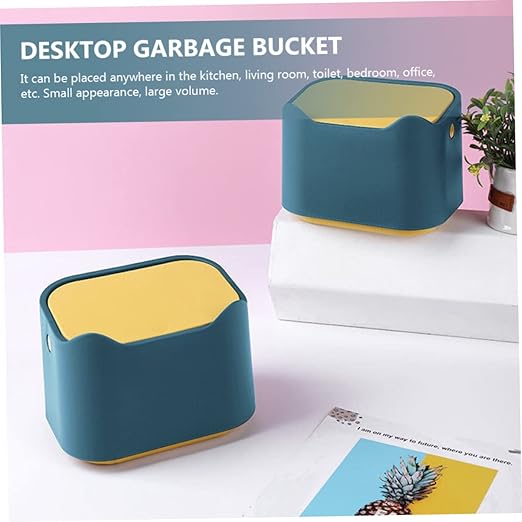 Desktop Garbage Can Lid Plastic Trash Bin for Home Office Dorm Lightweight Tabletop Waste Container for Easy Daily Use and Colors