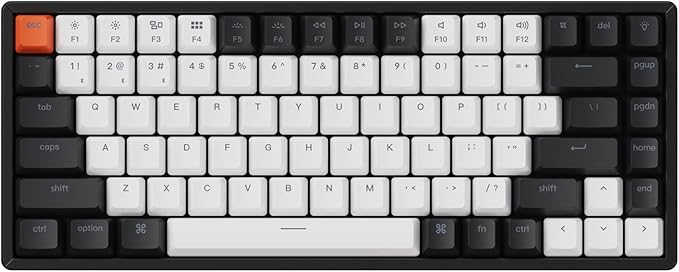 Keychron K2 75% Layout 84 Keys Hot-swappable Bluetooth Wireless/USB Wired Mechanical Keyboard with Keychron Super Red Switch/Double-Shot Keycaps/RGB Backlight/Aluminum Frame for Mac Windows Version 2