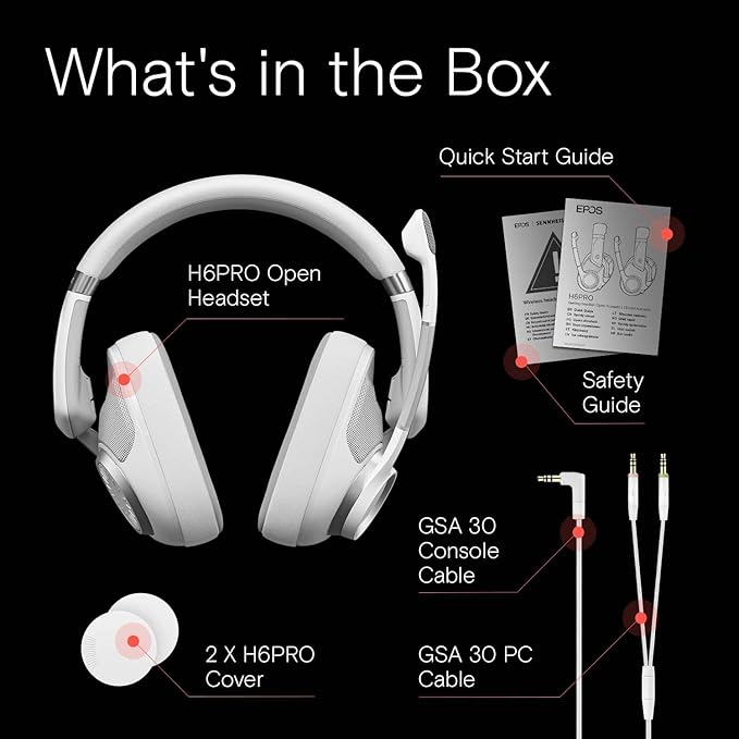 EPOS H6Pro - Open Acoustic Gaming Headset with Mic - Lightweight & Comfortable Design - Xbox, PS4, PS5 & PC Headset (White)