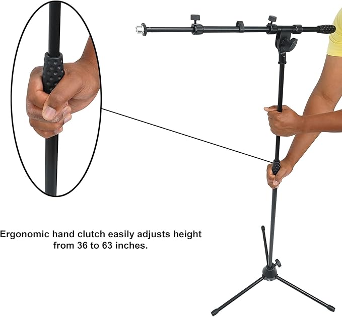 Rockville Podcasting Bundle: RMC-XLR Metal Handheld Dynamic Microphone, Dual Cables, RVMIC1 v2 Pro Tripod Mic Stand, Telescopic Boom, 2-Items