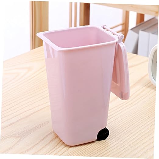 Holibanna Mini Desktop Trash Can Pen Holder Slim Garbage Can Lid Small Bin for Bedroom
