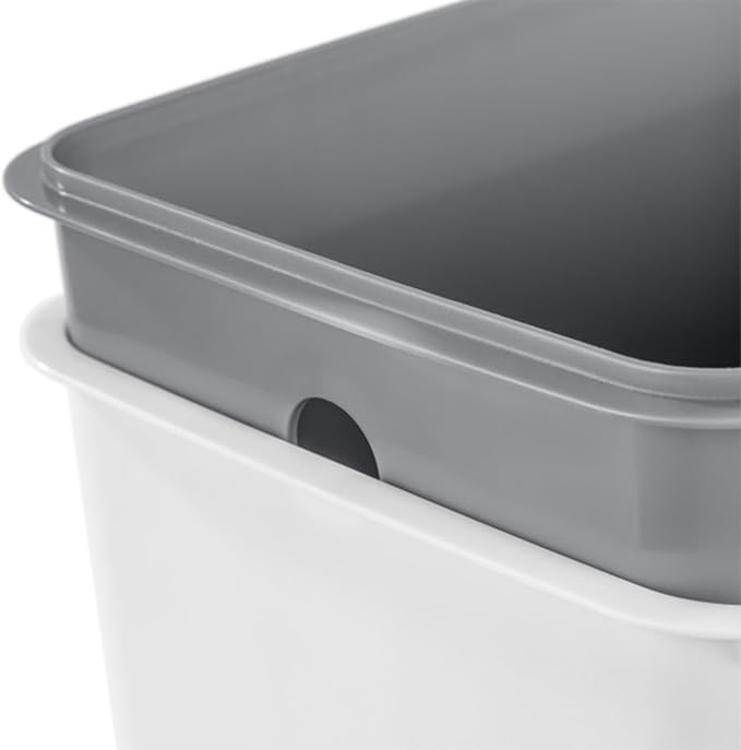 Sterilite 2.7 Gallon Rectangular Step On Kitchen Trash Bin Plastic Indoor Wastebasket with Removable Liner and Bag Holding Feature, White (4 Pack)