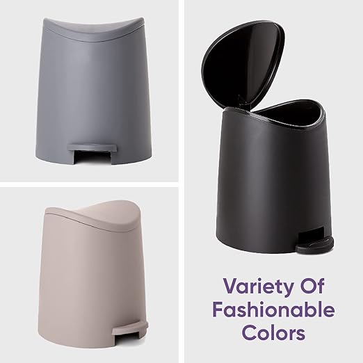 Superio Mini Bathroom Trash Can with Lid and Foot Pedal (3 Liter/0.75 Gal) White Modern Plastic Step On Garbage Can, Small Waste Bin for Bathroom, Bedroom, Office, Desktop, Counter
