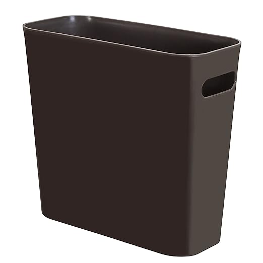 Youngever 1.5 Gallon Slim Trash Can, Plastic Garbage Container Bin, Small Trash Bin with Handles for Home Office, Living Room, Study Room, Kitchen, Bathroom (1 Pack Brown)