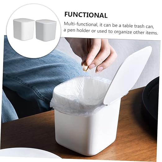 SOLUSTRE 2pcs Mini Trash Can Lids Storage Bin Lids for Desk Slim Garbage Can Covers Waste Containers for Car Desktop Litter Bins