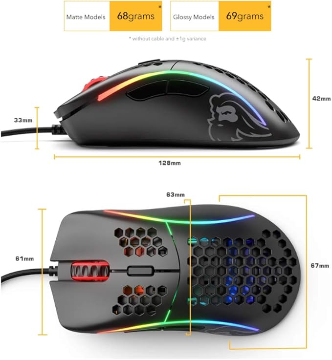 GLORIOUS Model D Gaming Mouse, Glossy White (GD-GWHITE) (Renewed)