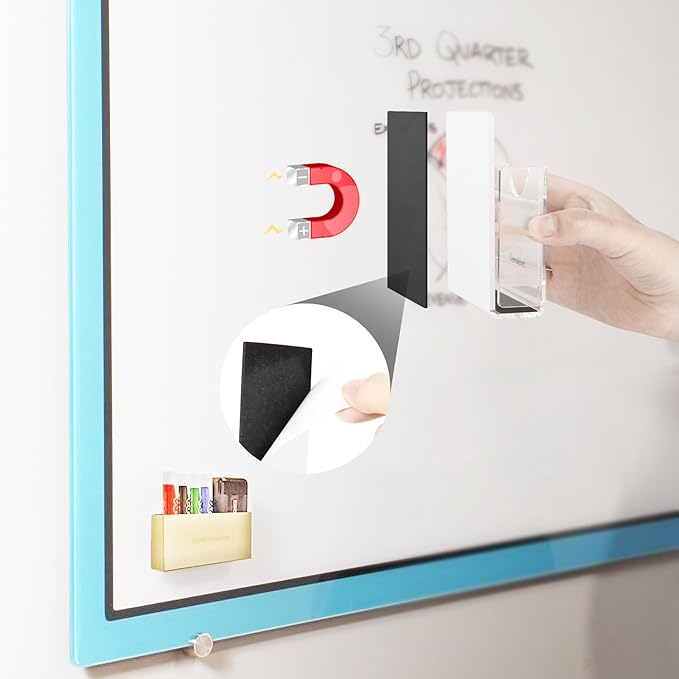 Magnetic Strips with 3M Adhesive Backing, Strong Magnetic Tape Flat Rubber Magnet Strip, Sticky Magnet Strips for Most Surfaces, Refrigerator Whiteboard Dry Erase Board (4 pcs, 150 x 60 x 2 mm)