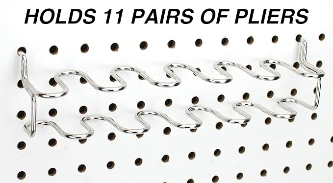RightArrange Pegboard Pliers Holder - Holds 11 Pliers per Rack - Hooks to Any Peg Board - Pegboard Organization Accessory for Workbench, Garage, Tool Shed, Craft Room - Scissor Organizer Accessory