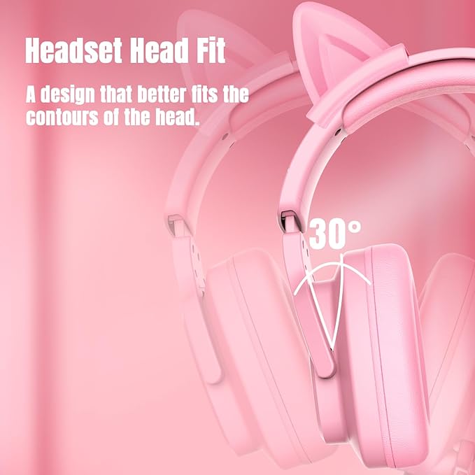 Jimonyer Gaming Headset for PC/PS4/PS5/Xbox One/Switch, Stereo Surround Sound Gaming Headphones with Noise Canceling Flexible Mic, Computer Headset with 3.5mm Jack & RGB Light (PinkCat)