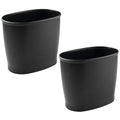 iDesign Slim Plastic Bathroom Trash Can, Small Garbage Bin for Bedroom, Office, Desk, Dorm, 2-Pack, Black
